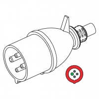 IEC 309 (3P+ E ) IP 44 防泼水 AC插头32A 380V to 440V (3H)