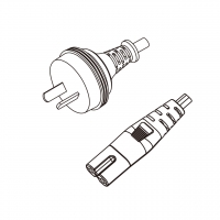 澳规 2-Pin插头转 IEC 320 C7 八字尾 AC电源线组-PVC线材 (Cord Set) 1 米黑色 (H03VVH2-F 2X0.75mm² )