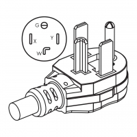 美规(美标)NEMA 14-30P 30AMP/ 3 P/ 4 芯接地 弯式 AC插头125V/250V