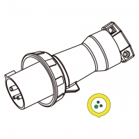 IEC 309 插头3芯 2P 3W, IP 67 防水密封型 16A 125V
