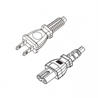 台湾2-Pin插头转 IEC 320 C7 八字尾 AC电源线组-HF超声波成型-无卤线材 (Cord Set ) 1.8 米黑色 (HZ1Z1H2-F 2X0.75mm² )