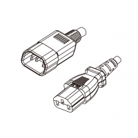 日本3-Pin IEC 320 Sheet E 品字三脚插头转 C13品字尾 AC电源线组-PVC线材 (Cord Set) 1.8 米黑色 (VCTF 3X0.75mm² )