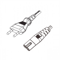 意大利2-Pin插头to IEC 320 C7 八字尾 AC电源线组-PVC线材 (Cord Set) 1.8 米黑色 (HVVH2-F 2X0.75mm² )