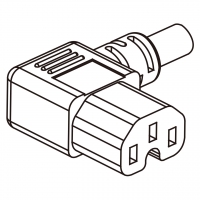 欧规 (欧标)IEC 320 C15 AC电源线连接器 3 芯 左弯10A 250V