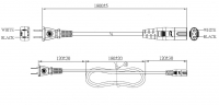 台湾2-Pin插头转 IEC 320 C7 八字尾 AC电源线组-PVC线材 (Cord Set) 1.8 米黑色 (VCTFK 2X0.75mm² )