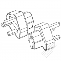 AC转接头, 英规 (英标)插头转美规NEMA 5-15R连接器, 3转3-Pin, 10A 250V (超音波熔接式)