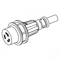 船舶用防水AC电源线防松脱连接器 (NEMA L6-20R) 2P, 3 芯  接地 20A 250V