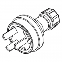 中国插头3芯直式, screw grip 线型 . 线材 OD ø7.5mm.10A 250V