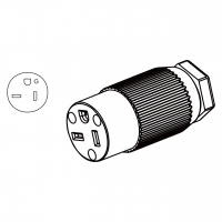 美规工业连接器	(NEMA 6-20R)3芯直式, bladed grab 线型 . 2 P, 3芯接地, 20A 250V