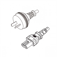 澳规 2-Pin插头转 IEC 320 C7 八字尾 AC电源线组-PVC线材 (Cord Set) 1.8 米黑色 (HVVH2-F 2X0.75mm² )