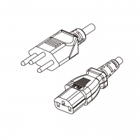 瑞士3-Pin插头转 IEC 320 C13品字尾 AC电源线组-HF超声波成型-无卤线材 (Cord Set ) 1.8 米黑色 (HZ1Z1-F 3X0.75mm² )