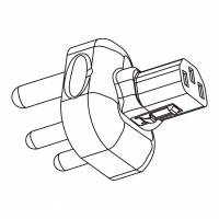 AC转接头, 南非 转IEC 320 C13 连接器, 3转3-Pin, 10A 250V