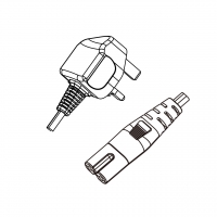 英规 (英标)2-Pin插头转 IEC 320 C7 八字尾 AC电源线组-PVC线材 (Cord Set) 1.8 米黑色 (HVVH2-F 2X0.75mm² )