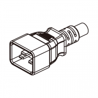 美规 (美标)3-Pin IEC 320 Sheet I 服务器延长线插头AC电源线-成型PVC线材1.8 米黑色线材切齐  (SJT 16/3C/60C  )