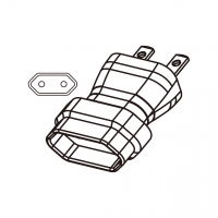 AC转接头, 美规 (美标) NEMA 2-15P 插头转欧洲 连接器 2转2-Pin, 15A 250V