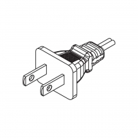 美规(美标)NEMA 1-15P 直式 AC插头2 P/ 2 芯 不接地, 15A 125V