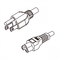 台湾3-Pin 插头转 IEC 320 C5米老鼠 / 梅花尾 AC电源线组- 成型PVC线材(Cord Set) 0.8 米黑色 (VCTF 3X0.75mm² 圆线 )