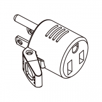 AC转接头, 美规 (美标)NEMA 5-15P 插头转NEMA 5-15R连接器, 3转3-Pin 附易力拔省力把手