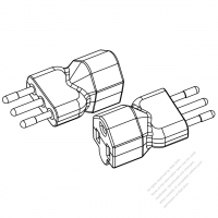 AC转接头, 意大利插头转美国NEMA 5-15R 连接器, 3转3-Pin, 10A 250V (超音波熔接式)