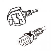 马来西亚3-Pin 插头转 IEC 320 C13品字尾 AC电源线组- 成型PVC线材(Cord Set) 0.5 米黑色 ( HVV-F 3G 0.75mm² )