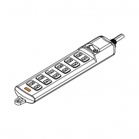 日本排插/插线板/ 拖线板/接线板 2 脚6 插位LED, 2 hooks 10A~15A 125V