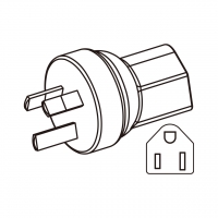 AC转接头, 澳洲规 插头转美国NEMA 5-15R 连接器, 3转3-Pin, 10A 250V  (成型式)