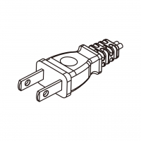 日本2-Pin插头AC电源线-成型PVC线材1.8 米黑色线材剥外层绝缘 2 厘米   (VFF  2X0.75mm² 扁线 )