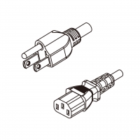 日本3-Pin 插头转 IEC 320 C13品字尾 AC电源线组- 成型PVC线材(Cord Set) 1.8 米黑色 (VCTF 3X0.75mm² 圆线 )