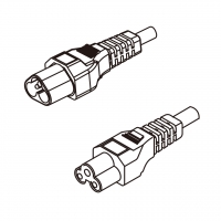 美规 (美标)3-Pin 梅花公插头转 IEC 320 C5米老鼠/ 梅花尾 AC电源线组- 成型PVC线材(Cord Set) 1.8 米黑色 (SVT 18/3C/60C )