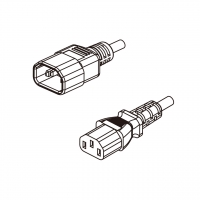 中国3-Pin IEC 320 Sheet E 品字三脚插头转 IEC 320 C13品字尾 AC电源线组- 成型PVC线材(Cord Set) 1.8 米黑色 ( HVV-F 3G 1.0mm² )