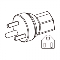 AC转接头, 丹麦插头转美国NEMA 5-15R 连接器, 3转3-Pin, 10A 250V  (成型式)