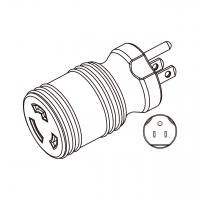 AC转接头, NEMA 5-15P转L5-20R Twist Locking, 2 P 3芯接地 3转3-Pin, 15A-20A 125V