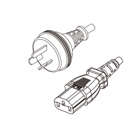 澳规 3-Pin插头转 IEC 320 C13品字尾 AC电源线组-PVC线材 (Cord Set) 1.8 米黑色 (HVV-F 3G 0.75mm² )