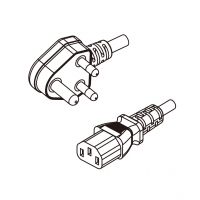 印度3-Pin 插头转 IEC 320 C13品字尾 AC电源线组- 成型PVC线材(Cord Set) 1.8 米黑色 (YY 3G 0.75mm² 圆线 )