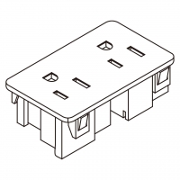 美规 (美标)NEMA 5-15R 2 位插座, 2 P 3芯接地 15A 125V