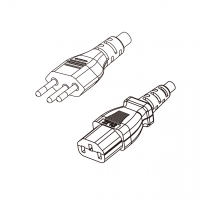 巴西3-Pin插头转 IEC 320 C13品字尾 AC电源线组-HF超声波成型-无卤线材 (Cord Set ) 1.8 米黑色 (HZ1Z1-F 3X0.75mm² )