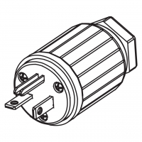 美规工业插头	(NEMA 5-20P)3芯直式 , 2 P, 3芯接地, 20A 125V