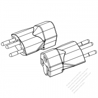 AC转接头, 瑞士插头转美国NEMA 5-15R  连接器, 3转3-Pin, 10A 250V (超音波熔接式)