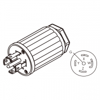 美规工业锁固插头	(NEMA L21-30P) 5 芯直式 , 4 P, 5芯接地 30A, 3 Phase  Y 120/208V