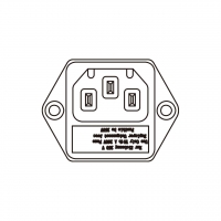 IEC 320 (C14) 品字型 家电用品AC 3-Pin公插座(Inlet), 附螺丝孔, 10A 250V