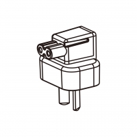 AC转接头, 阿根廷(小) 弯头转IEC 320 C7连接器, 2转2-Pin, 2.5A 250V