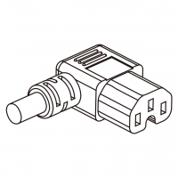 欧规 (欧标)IEC 320 C15 AC电源线连接器 3 芯 右弯10A 250V