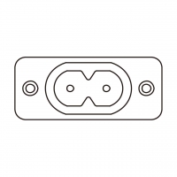 IEC 320 (C8) 八字型 家电用品AC 2-Pin公插座(Inlet), 附螺丝孔, 2.5A/5A 250V