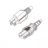美规 (美标)3-Pin NEMA 5-15P插头转 IEC 320 C13品字尾 AC电源线组-PVC线材 (Cord Set) 1 米黑色 (SVT 18/3C/1C )