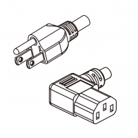 美规 (美标)3-Pin NEMA 5-15P 插头转 IEC 320 C13品字尾 Left Angle AC电源线组- 成型PVC线材(Cord Set) 1.8 米黑色 (SVT 18/3C/60C )