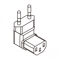 AC转接头, 欧规 (欧标)弯头转IEC 320 C13 连接器, 3转3-Pin, 10A 250V