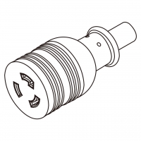 美规 (美标)AC电源线防松脱连接器 (L6-20R) 2 P 3 芯  接地, 20A 250V