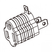 AC转接头, 美规 (美标)NEMA 1-15P 插头转NEMA 5-15R连接器, 2转3-Pin