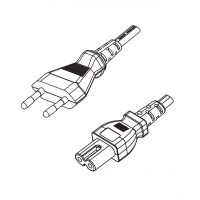 以色列2-Pin插头转 IEC 320 C7 八字尾 AC电源线组-PVC线材 (Cord Set) 1.8 米黑色 (H03VVH2-F 2X0.75mm² )