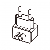 AC转接头, 巴西弯头转IEC 320 C7连接器, 2转2-Pin, 2.5A 250V